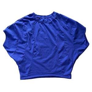 NWT Cherry Betty Crew Neck Dolman Sleeve Blue Cotton Top Small